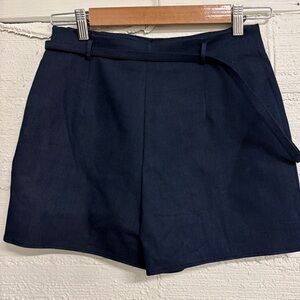 Zara Blue Navy Belted Slit Skort